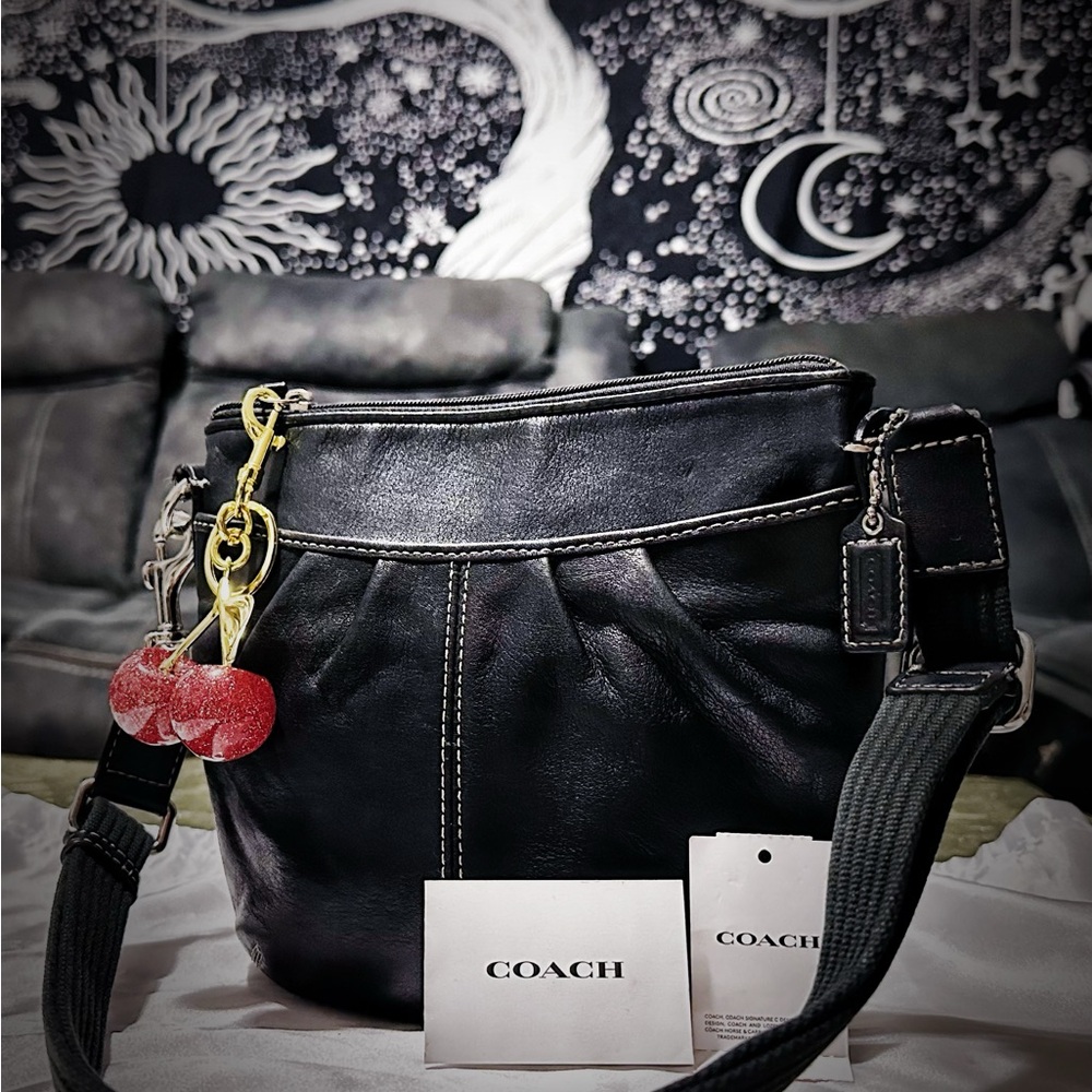 Vintage Coach soho Black Leather Shoulder Bag Crossbody purse - Picture 10 of 17